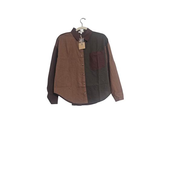 Blu Pepper color-block western  Button-down collared shirt - Picture 1 of 5